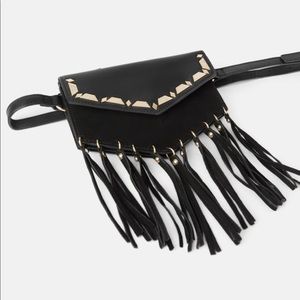 ZARA ✨NWOT✨ Fringed Leather Crossbody Belt Bag